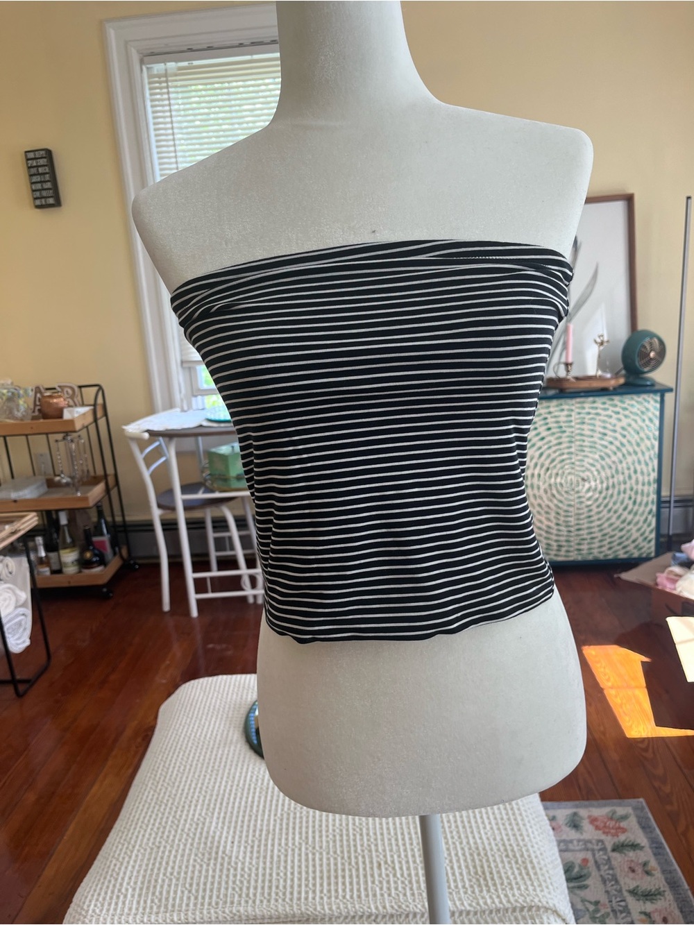 Everlane Striped Black and White Strapless Tube Top